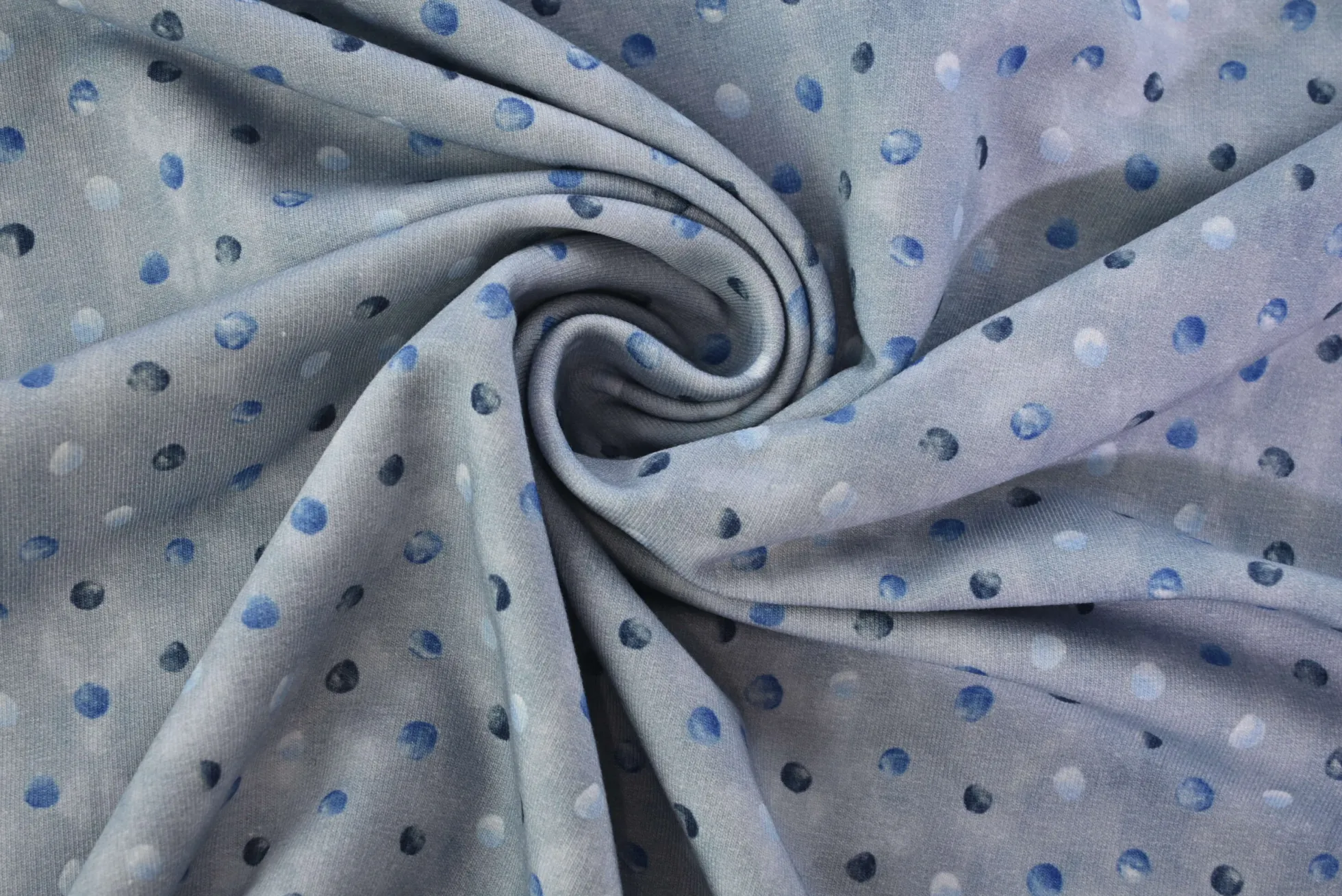 French terry – Misty Blue Dots