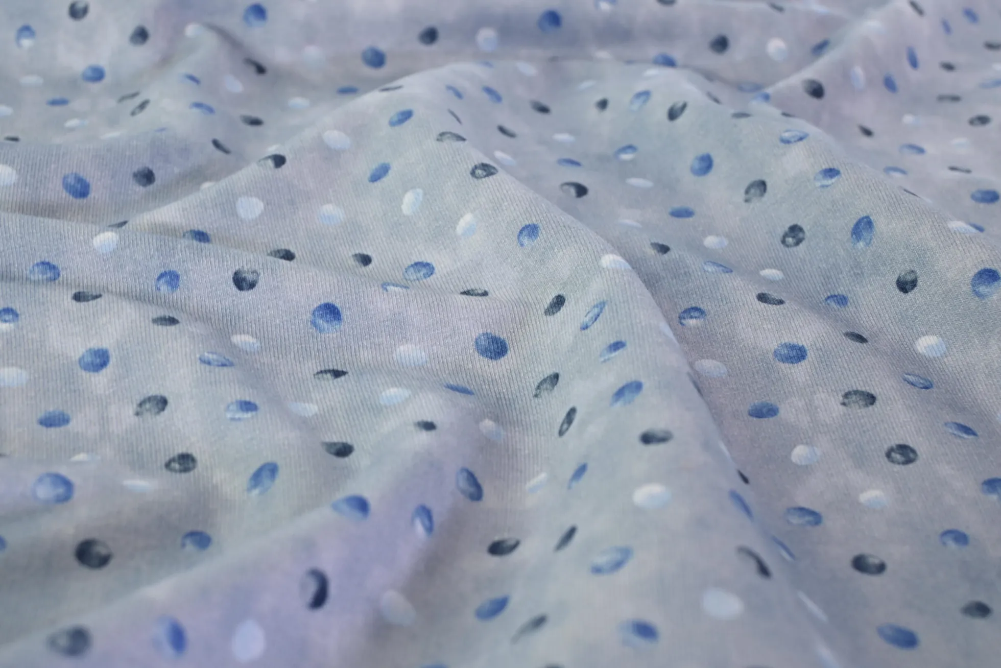 French terry – Misty Blue Dots