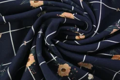 French terry – Navy Blossom Grid