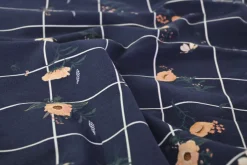 French terry – Navy Blossom Grid