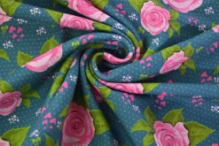 French terry – Teal Rose Garden