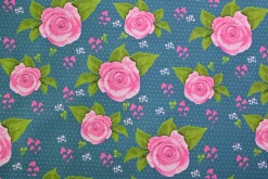 French terry – Teal Rose Garden