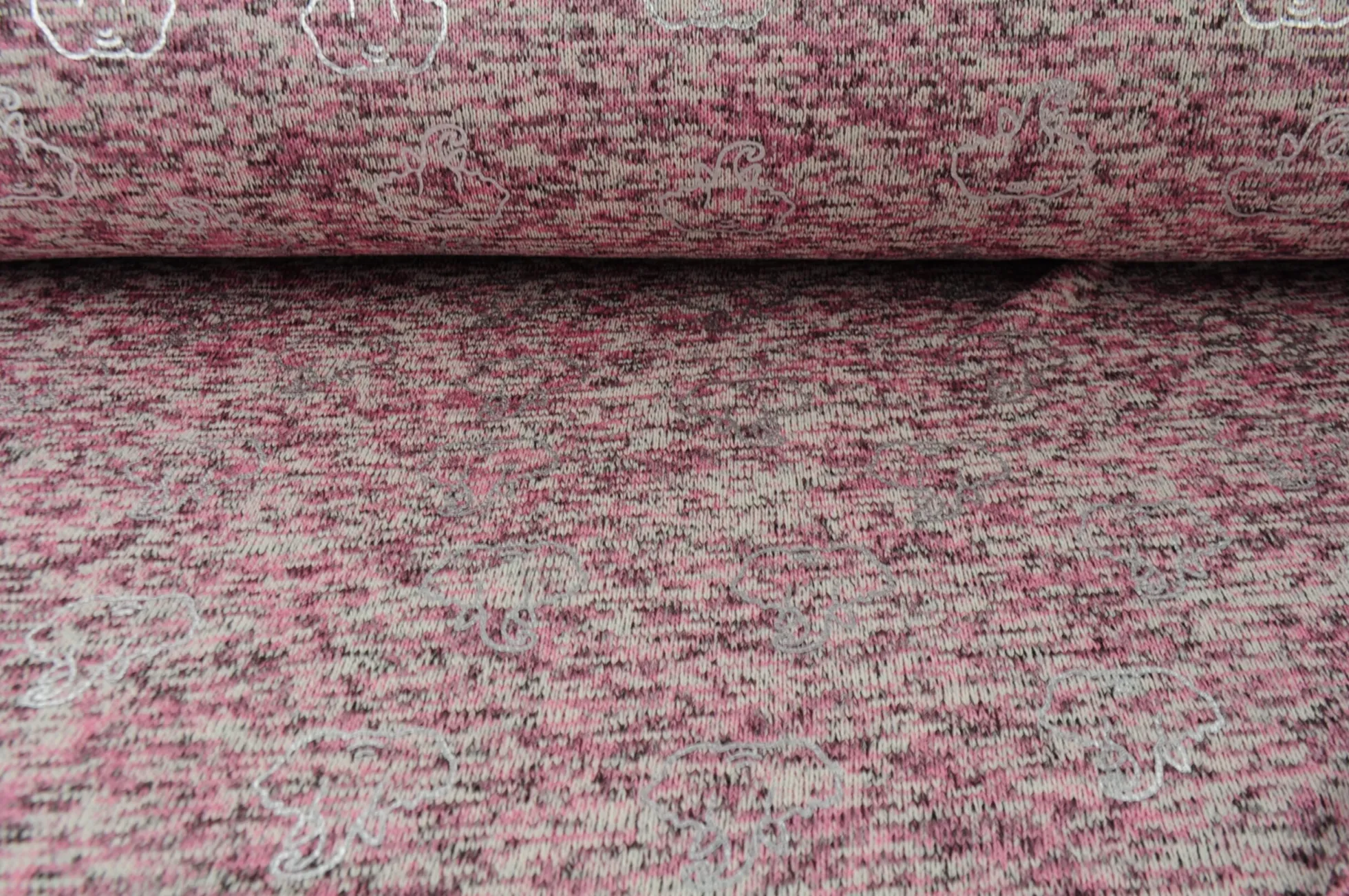 Gebreide sweaterstof – Roze olifantjes