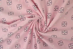 Gewassen katoen / Stonewashed – Bloemetjes gestipt babyroze