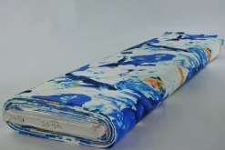 Heavy travelstof – Blue paint on offwhite