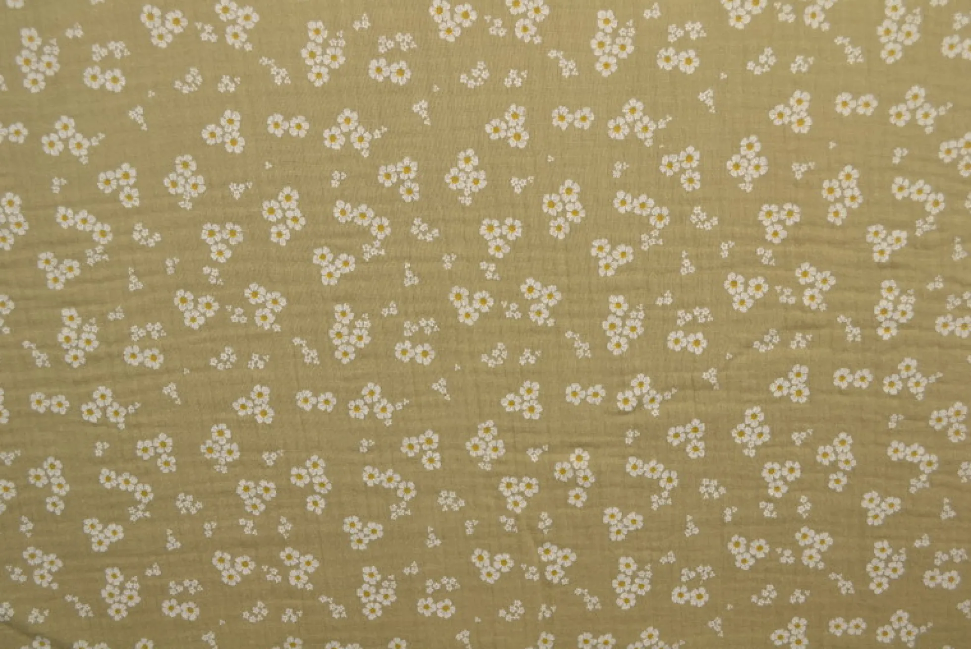 Hydrofiel / Mousseline – Boterbloemetjes beige