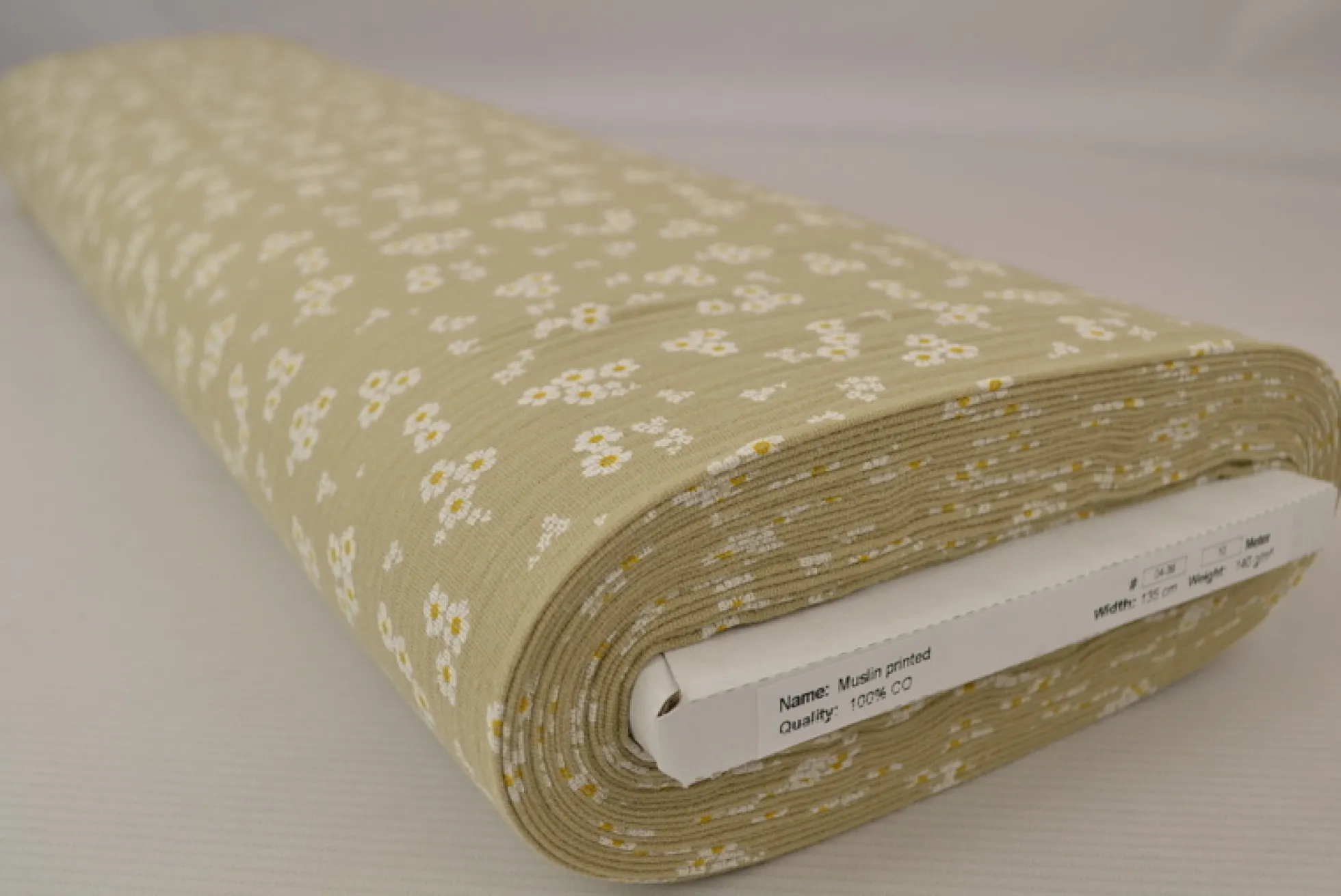 Hydrofiel / Mousseline – Boterbloemetjes beige