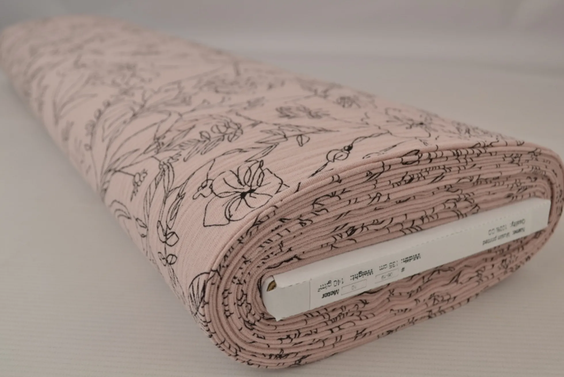 Hydrofiel / Mousseline – Floral lijntekening dusky roze