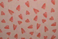 Hydrofiel / Mousseline – Hartjes dusky roze