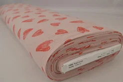 Hydrofiel / Mousseline – Hartjes dusky roze