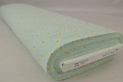 Hydrofiel / Mousseline – Madeliefjes licht mint