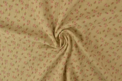 Hydrofiel / Mousseline – Roosjes beige