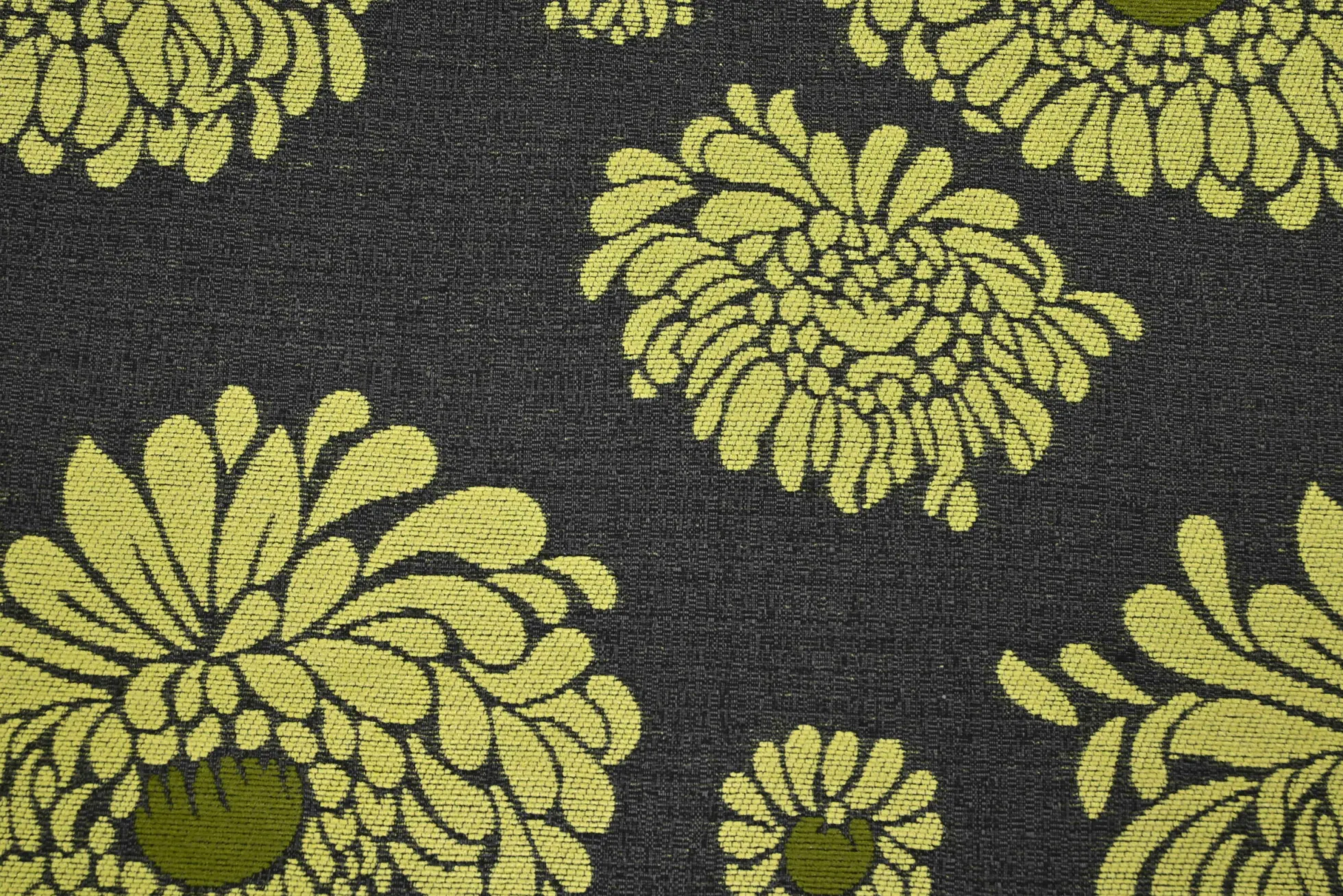 Jacquard Gobelin – Charcoal yellow floral