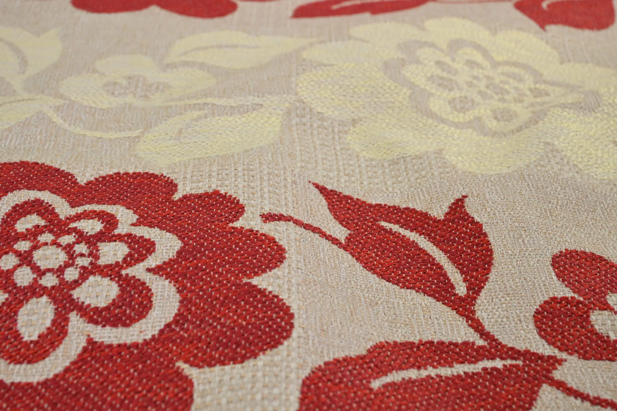 Jacquard Gobelin – Floral red & ivory