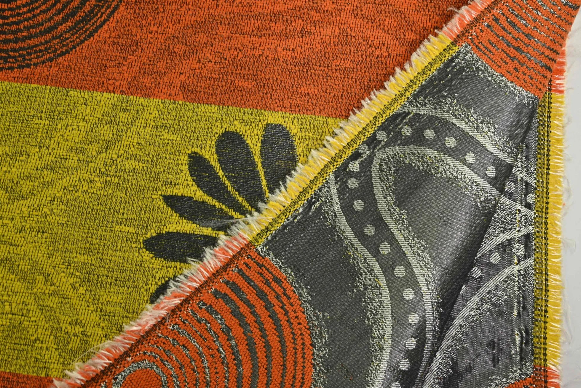 Jacquard Gobelin – Retro flower orange