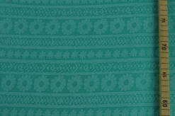 Jacquard jersey – Flower lines mintgroen – Rol 15m x 150cm