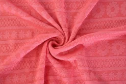 Jacquard jersey – Flower lines roze