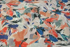 Jeans / Denim – Colorful flowers on light grey stretch