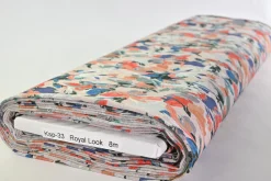 Jeans / Denim – Colorful flowers on light grey stretch