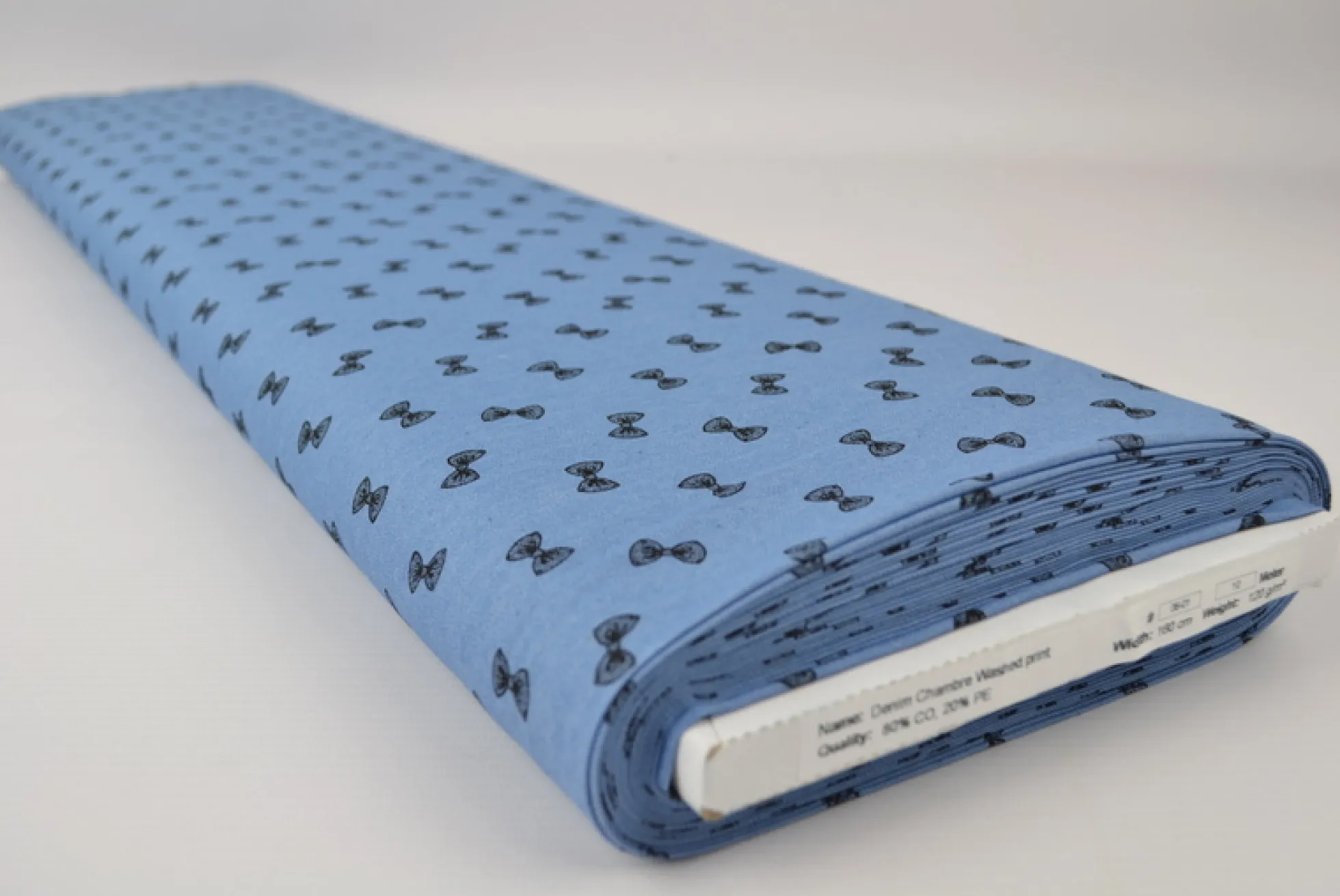 Jeans / denim gewassen – Bows lichtblauw chambray