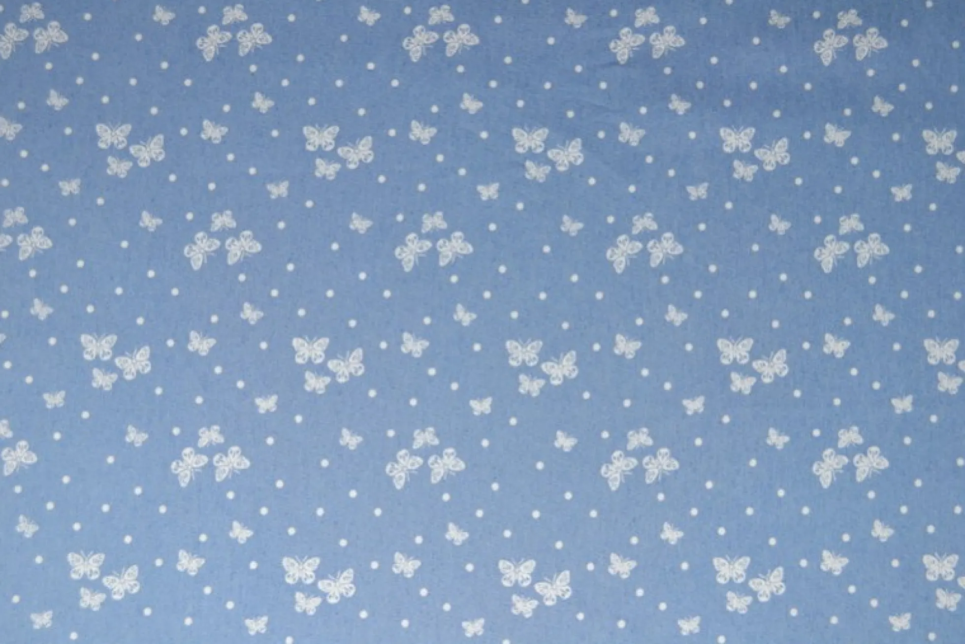 Jeans / denim gewassen – Butterflies lichtblauw chambray