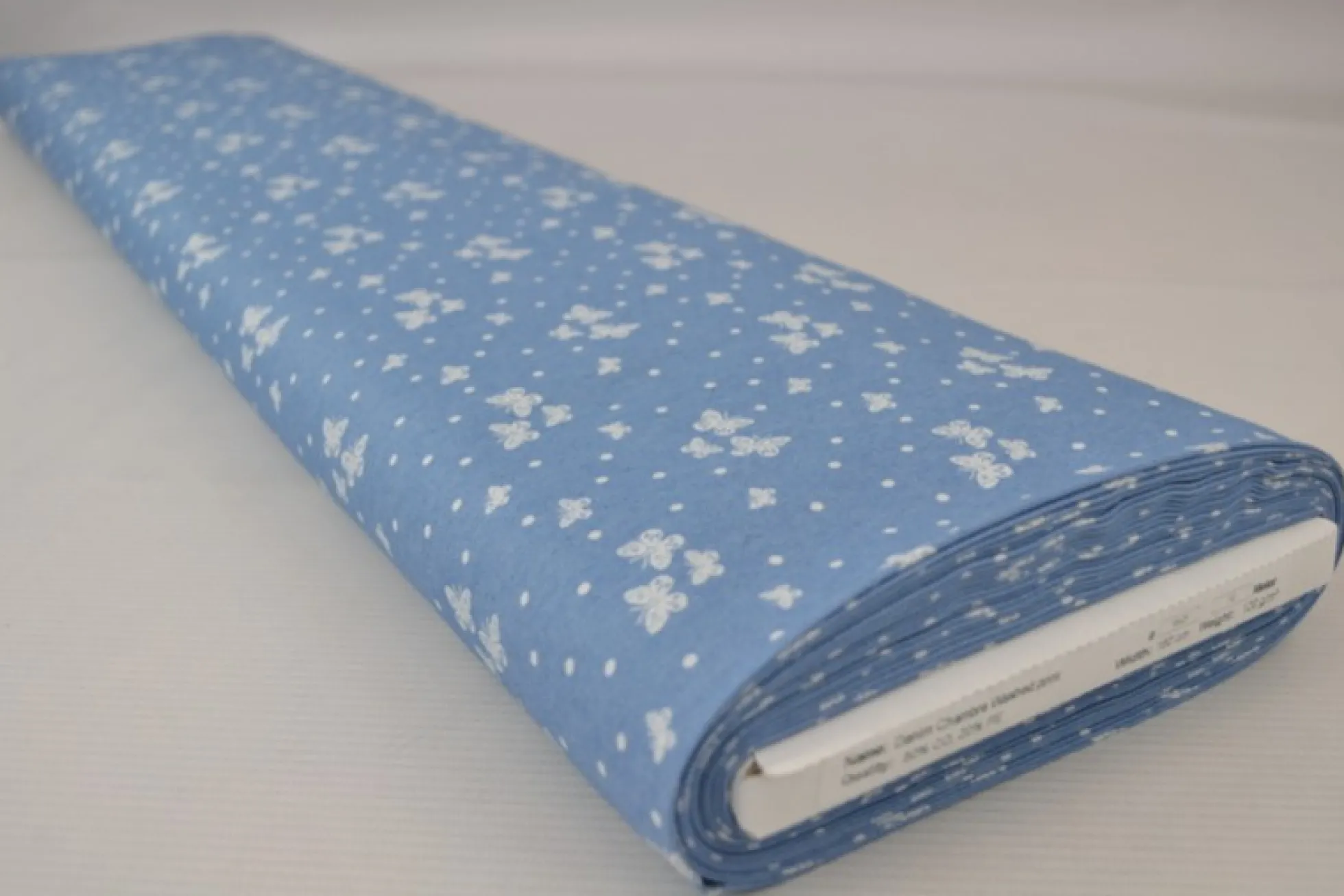 Jeans / denim gewassen – Butterflies lichtblauw chambray