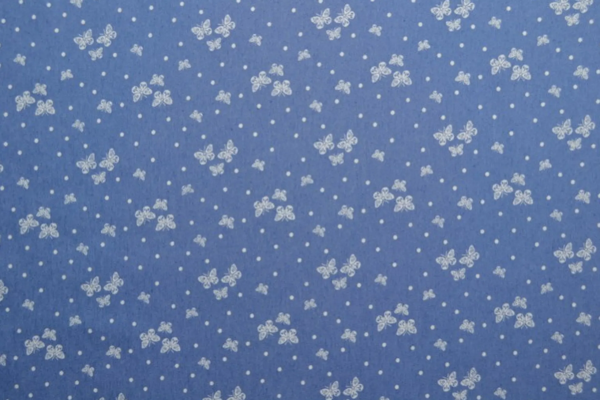Jeans / denim gewassen – Butterflies blauw chambray