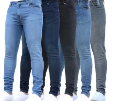 Jeans / denim gewassen stretch – Donkerblauw
