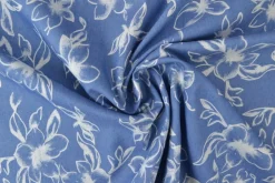 Jeans / denim gewassen – Vintage floral blauw chambray