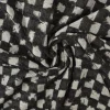 Jeans / denim jacquard – Checks frayed black