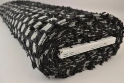 Jeans / denim jacquard – Checks frayed black