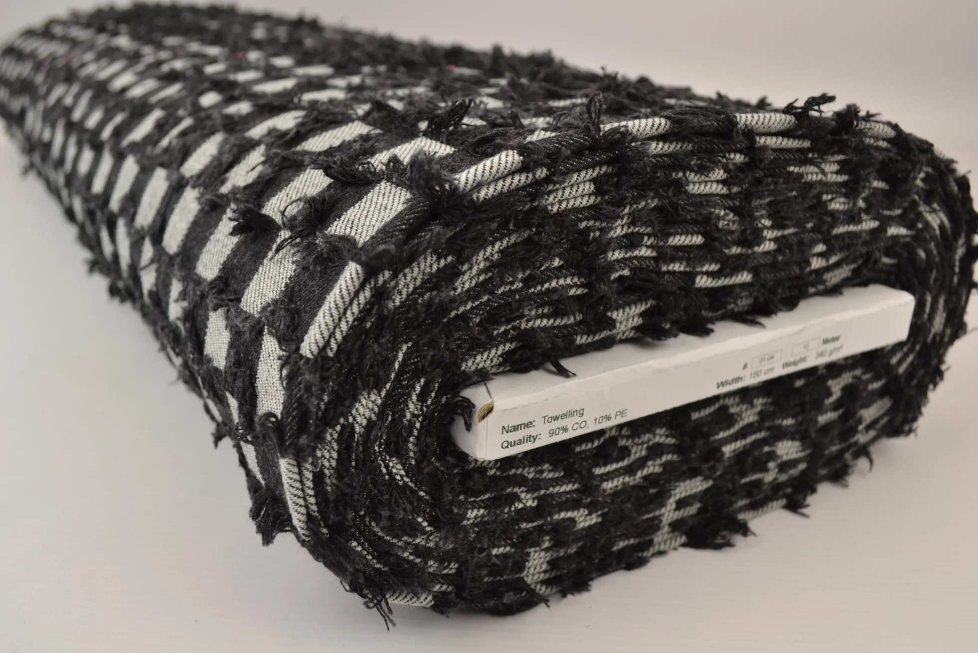 Jeans / denim jacquard – Checks frayed black