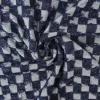 Jeans / denim jacquard – Checks frayed dark blue