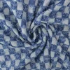 Jeans / denim jacquard – Checks frayed Indigo