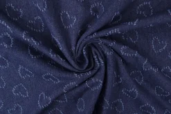 Jeans / denim jacquard – Hearts dark blue