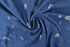 Jeans / denim jacquard – Worn-out indigo