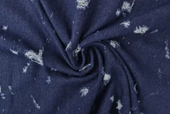 Jeans / denim jacquard – Worn-out dark blue
