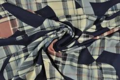 Jersey 4-way stretch – Old pink checkered on navy