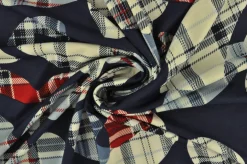 Jersey 4-way stretch – Red checkered on navy