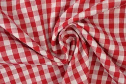 Katoen – Boerenbont – Ruitjes 6,5 mm rood