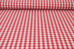 Katoen – Boerenbont – Ruitjes 6,5 mm rood
