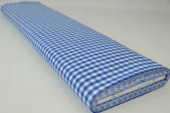 Katoen – Boerenbont – Ruitjes 6,5 mm blauw