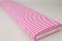Katoen – Boerenbont – Ruitjes 6,5 mm roze