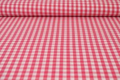 Katoen – Boerenbont – Ruitjes 6,5 mm fuchsia