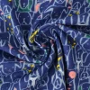 Katoen flanel / molton – Dark navy / purple dogs
