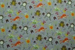 Katoen flanel / molton – Frogs on grey