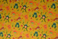 Katoen flanel / molton – Frogs on ocher