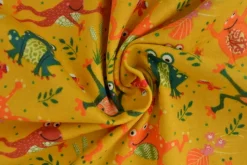 Katoen flanel / molton – Frogs on ocher