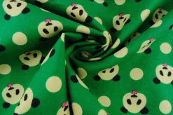Katoen flanel / molton – Green panda