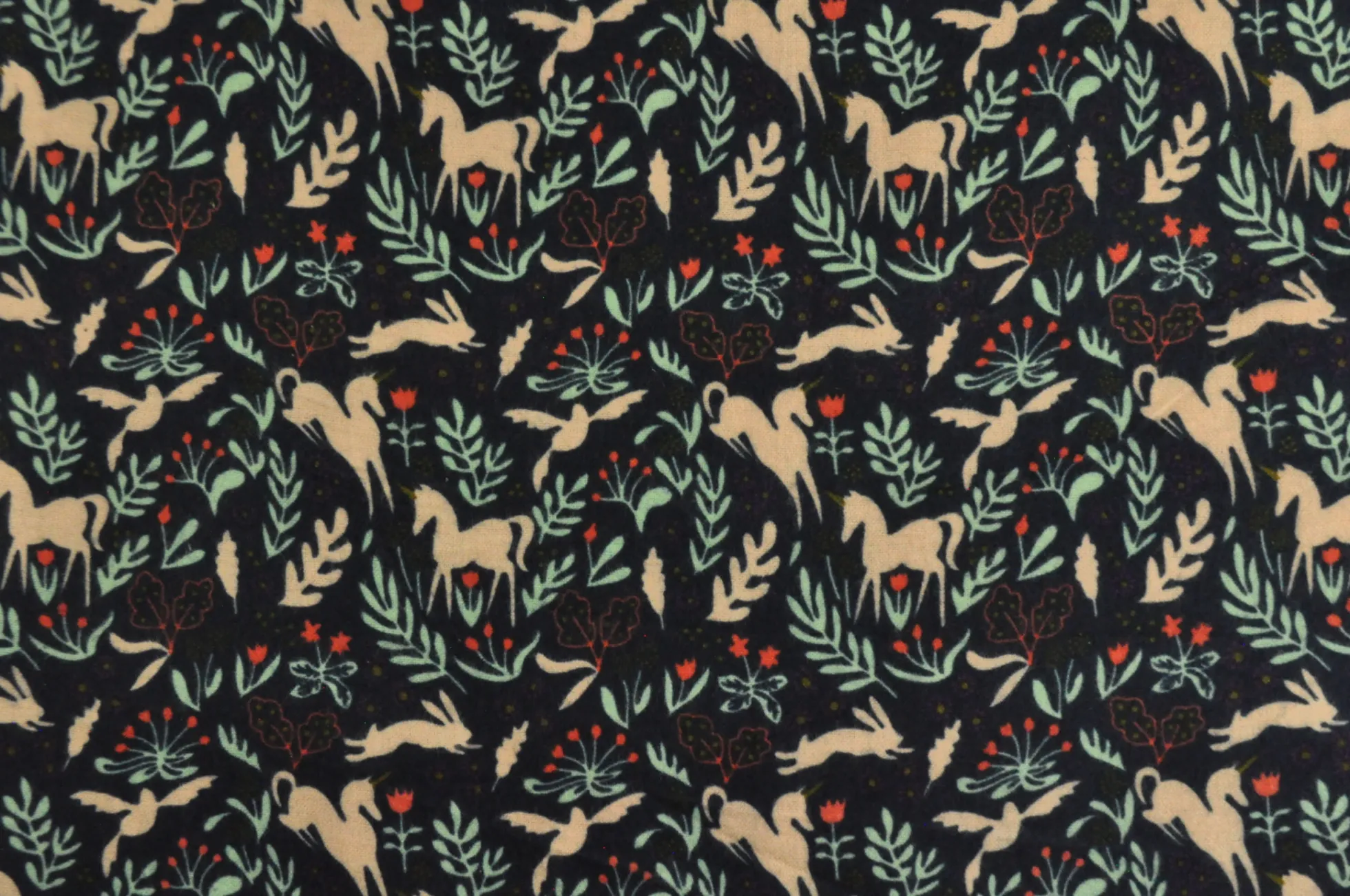 Katoen flanel / molton – Unicorn on navy